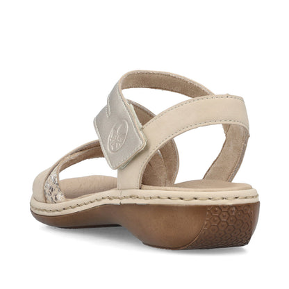 Rieker 65965-60 Beige & Gold Combi Velcro Sandals with Slingback Strap