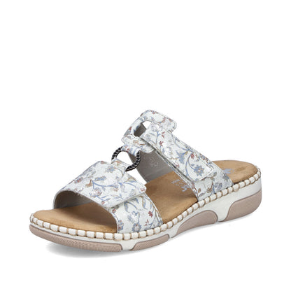 Rieker 66292-90 Grey Multicolour H Fit Slip On Sandals with Velcro