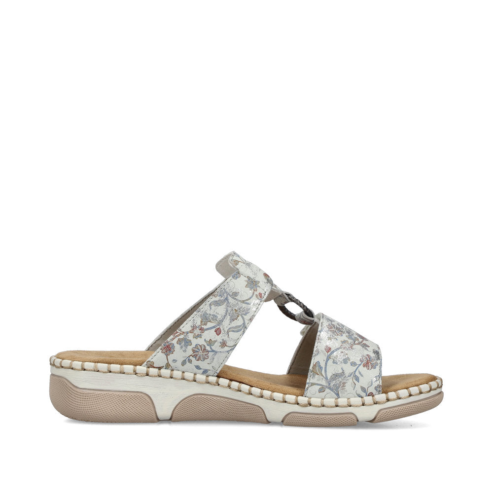 Rieker 66292-90 Grey Multicolour H Fit Slip On Sandals with Velcro