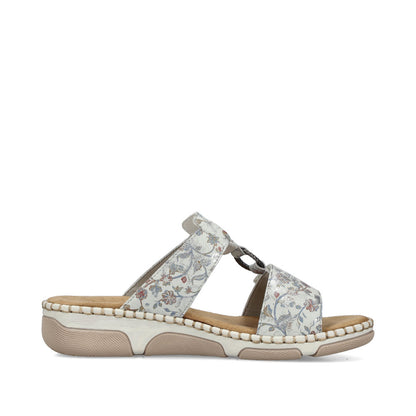 Rieker 66292-90 Grey Multicolour H Fit Slip On Sandals with Velcro
