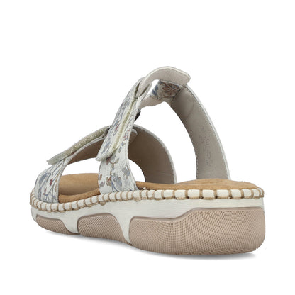 Rieker 66292-90 Grey Multicolour H Fit Slip On Sandals with Velcro
