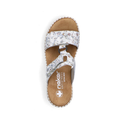 Rieker 66292-90 Grey Multicolour H Fit Slip On Sandals with Velcro