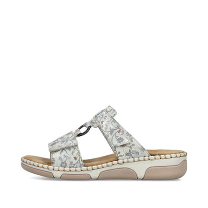 Rieker 66292-90 Grey Multicolour H Fit Slip On Sandals with Velcro
