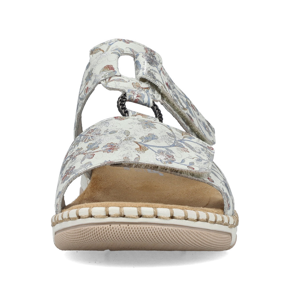 Rieker 66292-90 Grey Multicolour H Fit Slip On Sandals with Velcro