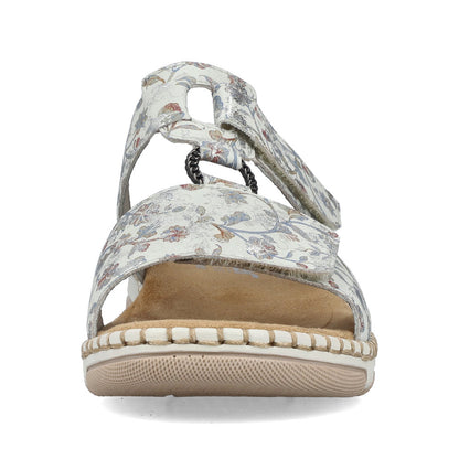 Rieker 66292-90 Grey Multicolour H Fit Slip On Sandals with Velcro