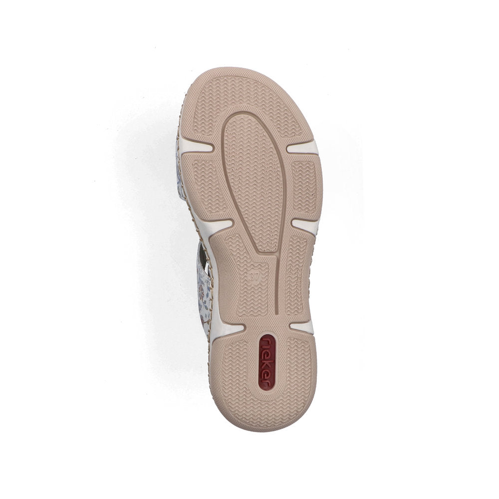 Rieker 66292-90 Grey Multicolour H Fit Slip On Sandals with Velcro