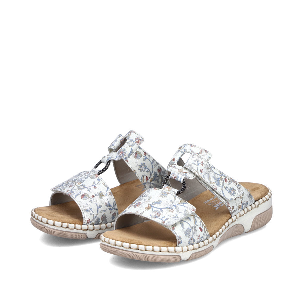 Rieker 66292-90 Grey Multicolour H Fit Slip On Sandals with Velcro