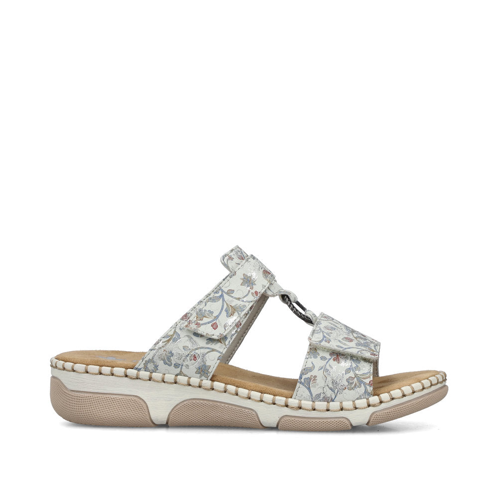 Rieker 66292-90 Grey Multicolour H Fit Slip On Sandals with Velcro
