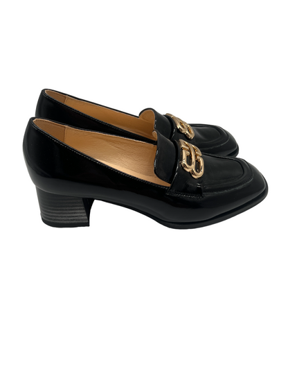 Bioeco by Arka 6640 1974+2716+1315 Black Patent Slip On Block Heels