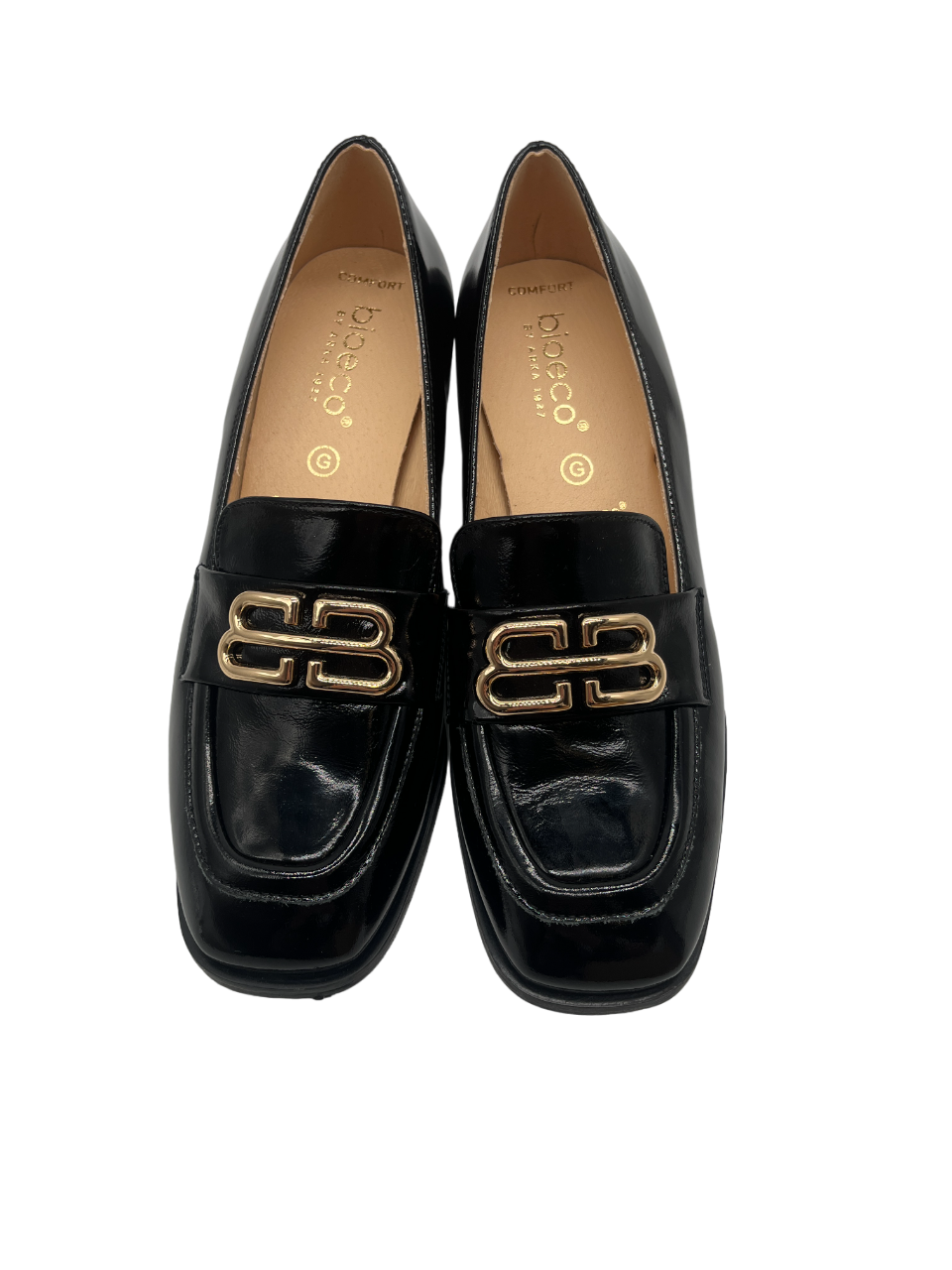Bioeco by Arka 6640 1974+2716+1315 Black Patent Slip On Block Heels