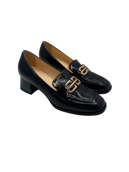 Bioeco by Arka 6640 2293+2645+1315 Navy Patent Slip On Block Heels