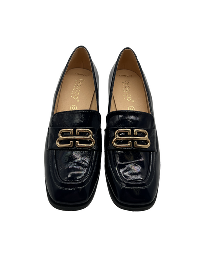 Bioeco by Arka 6640 2293+2645+1315 Navy Patent Slip On Block Heels