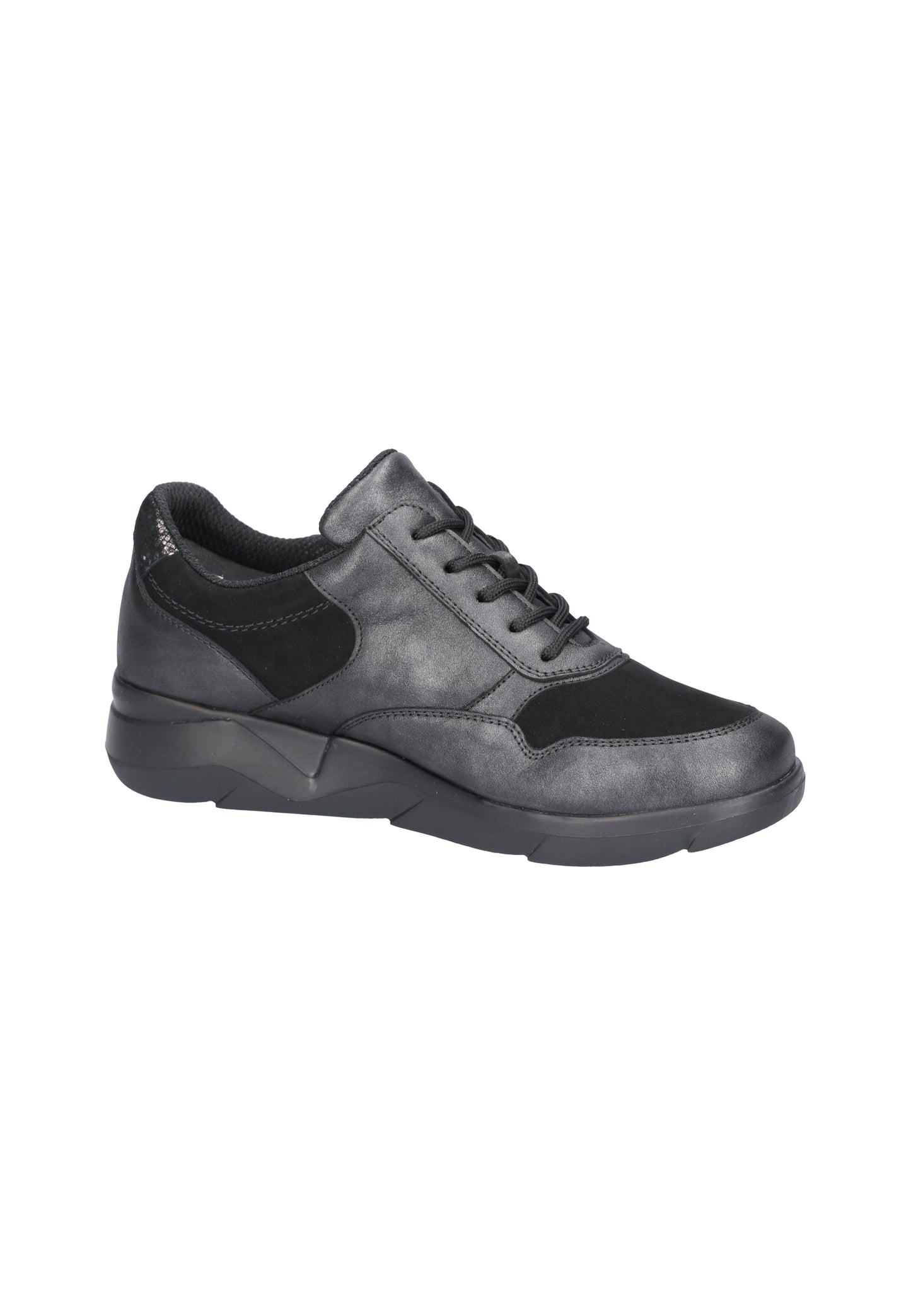 Waldlaufer 668001 411 361 K Fit Funky Dark Silver & Black Lace & Zip Sneakers