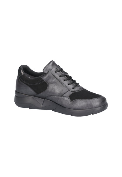 Waldlaufer 668001 411 361 K Fit Funky Dark Silver & Black Lace & Zip Sneakers
