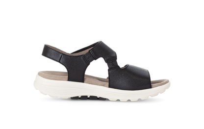 Gabor Rollingsoft 66.815.57 Black Velcro Sandals with Slingback Strap
