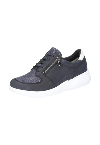 Waldlaufer 668K02 300 217 K Fit Navy Sneakers with Lace & Zip & White Sole