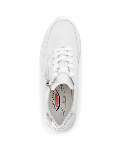 Gabor Rollingsoft 66.927.10 White & Silver Sneakers with Zip