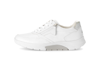 Gabor Rollingsoft 66.927.10 White & Silver Sneakers with Zip