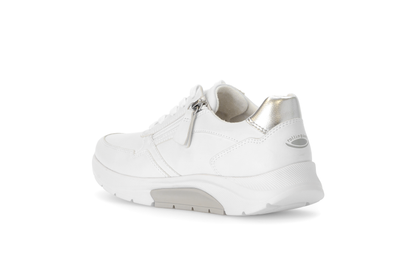 Gabor Rollingsoft 66.927.10 White & Silver Sneakers with Zip