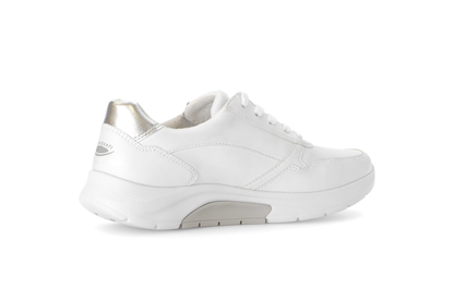 Gabor Rollingsoft 66.927.10 White & Silver Sneakers with Zip