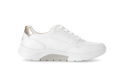 Gabor Rollingsoft 66.927.10 White & Silver Sneakers with Zip