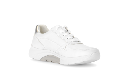 Gabor Rollingsoft 66.927.10 White & Silver Sneakers with Zip