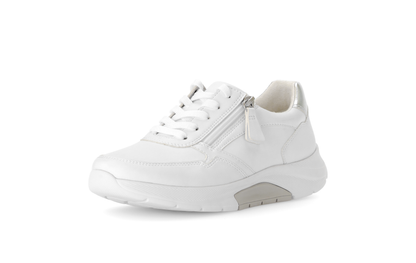 Gabor Rollingsoft 66.927.10 White & Silver Sneakers with Zip