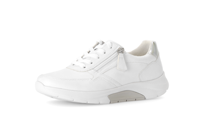 Gabor Rollingsoft 66.927.10 White & Silver Sneakers with Zip