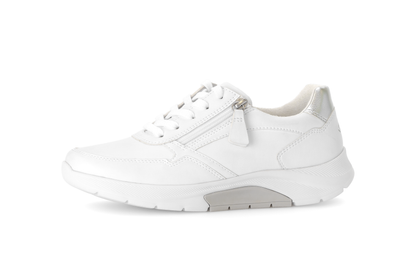 Gabor Rollingsoft 66.927.10 White & Silver Sneakers with Zip