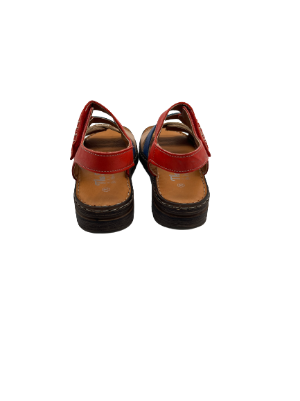The Shoe Parlour by Phelans Shoes 671-55 Red, Beige & Blue Multi Velcro Sandals