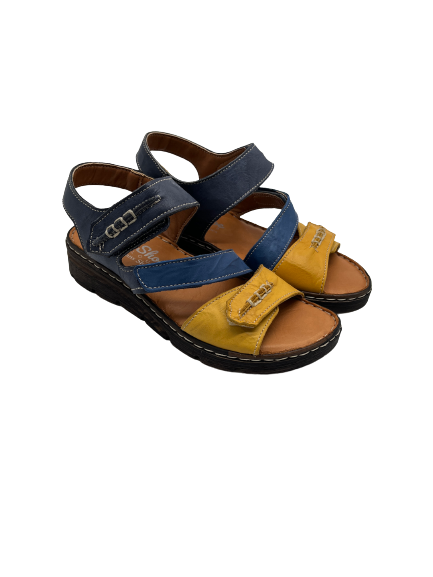 The Shoe Parlour by Phelans Shoes 671-55 Navy/Yellow Multi Velcro Sandals