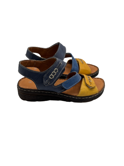 The Shoe Parlour by Phelans Shoes 671-55 Navy/Yellow Multi Velcro Sandals