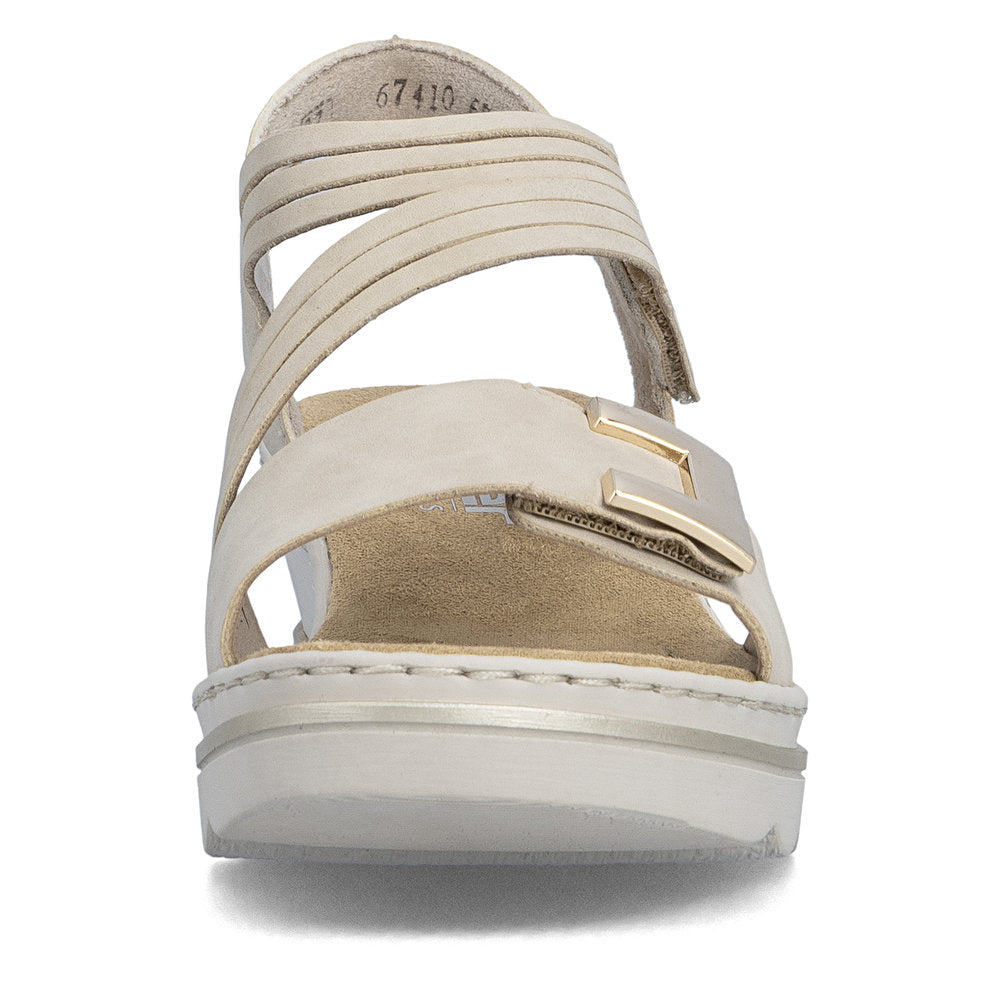 Rieker 67410-62 Ginger Beige F 1/2 Fit Wedge Sandals with Slingback Strap
