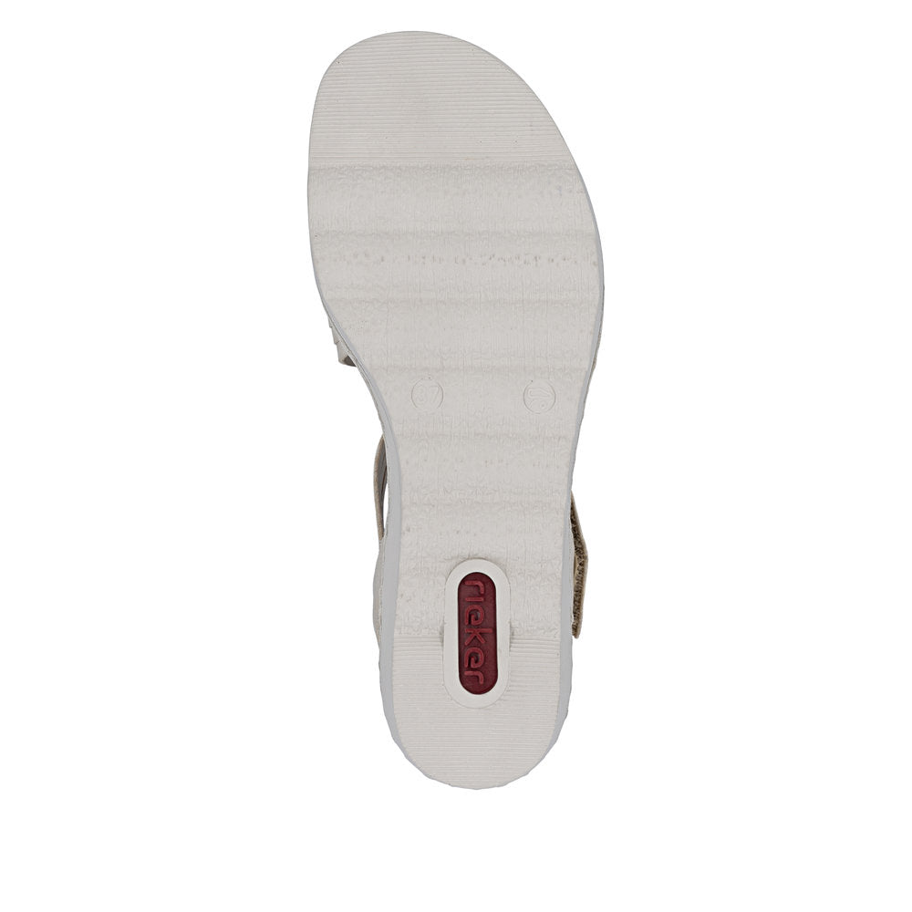 Rieker 67410-62 Ginger Beige F 1/2 Fit Wedge Sandals with Slingback Strap