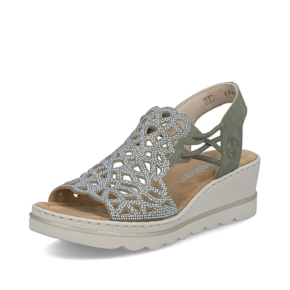 Rieker 67465-52 Schilf Green F 1/2 Fit Slingback Sandals