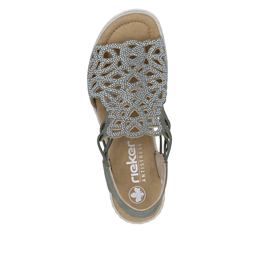 Rieker 67465-52 Schilf Green F 1/2 Fit Slingback Sandals