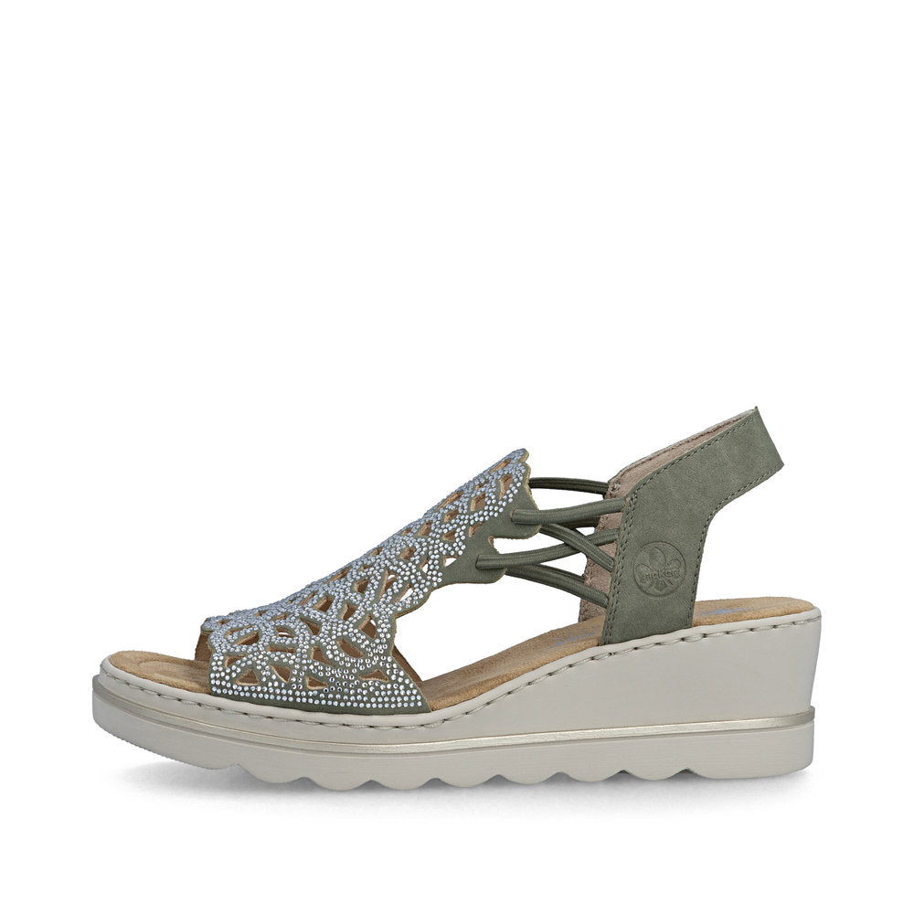 Rieker 67465-52 Schilf Green F 1/2 Fit Slingback Sandals