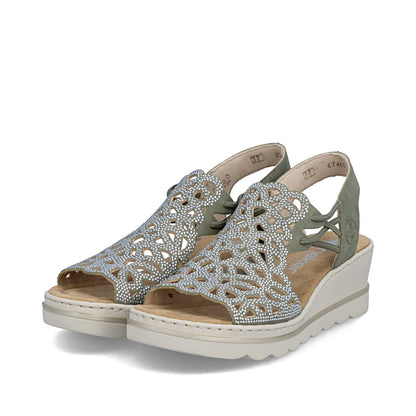 Rieker 67465-52 Schilf Green F 1/2 Fit Slingback Sandals