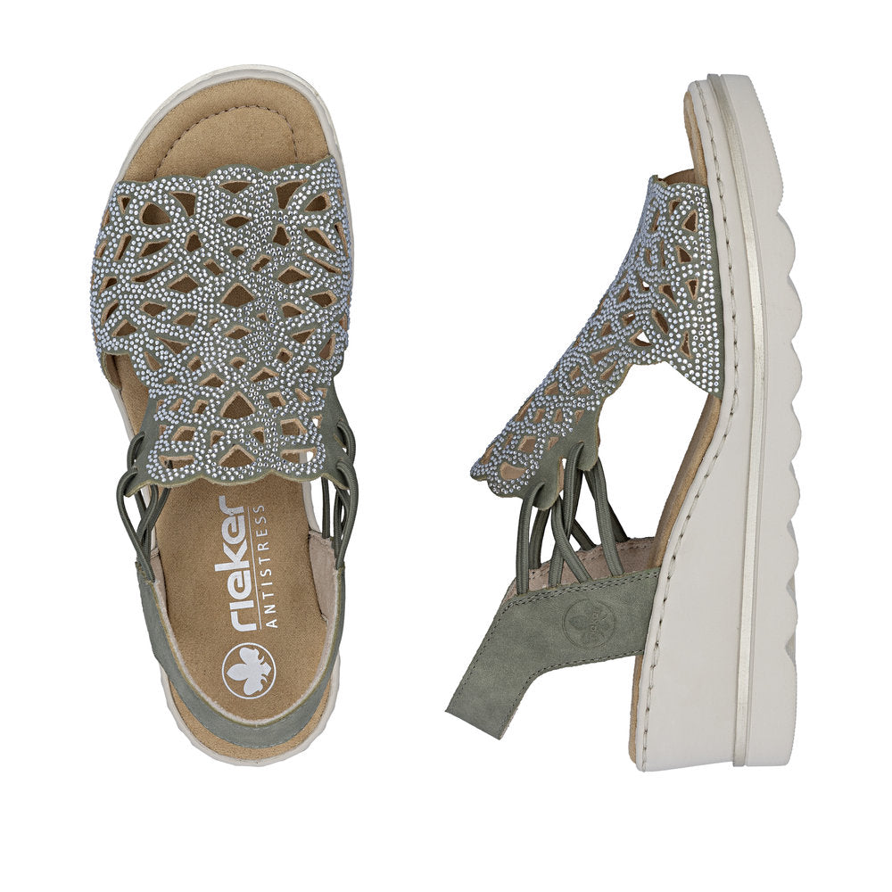 Rieker 67465-52 Schilf Green F 1/2 Fit Slingback Sandals