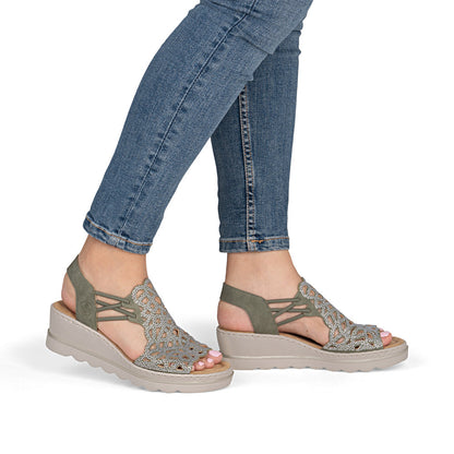 Rieker 67465-52 Schilf Green F 1/2 Fit Slingback Sandals