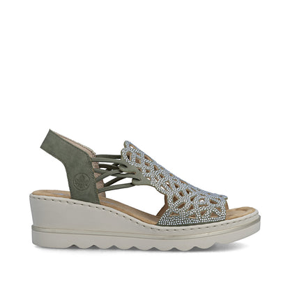 Rieker 67465-52 Schilf Green F 1/2 Fit Slingback Sandals