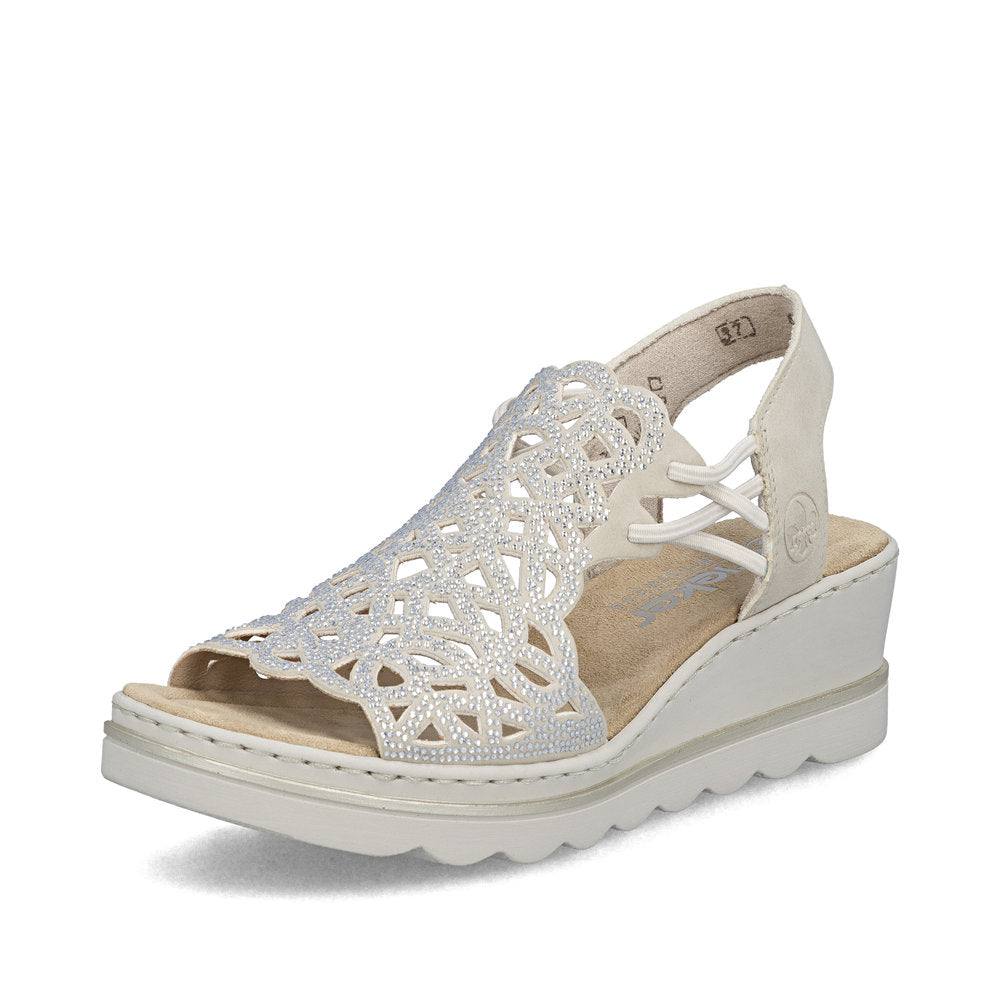Rieker 67465-62 Beige Sparkle F 1/2 Fit Slingback Sandals