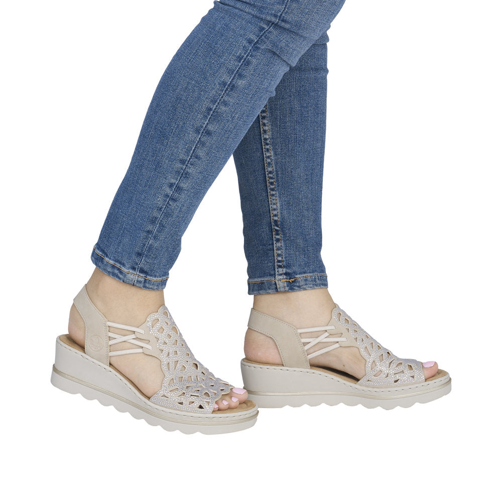 Rieker 67465-62 Beige Sparkle F 1/2 Fit Slingback Sandals