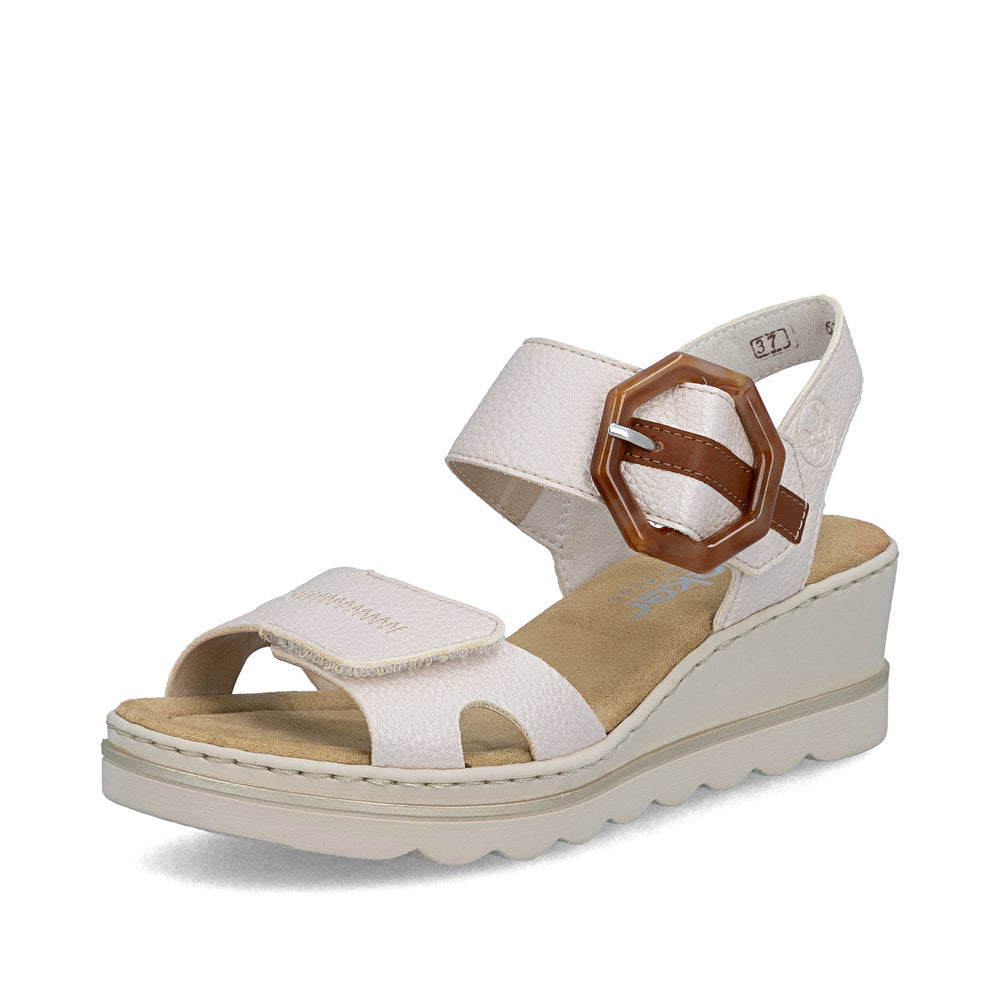 Rieker 67476-91 Pearl F 1/2 Fit Slingback Wedge Sandals