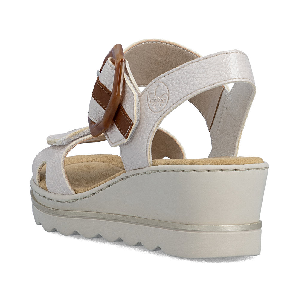 Rieker 67476-91 Pearl F 1/2 Fit Slingback Wedge Sandals
