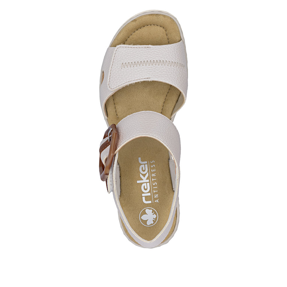 Rieker 67476-91 Pearl F 1/2 Fit Slingback Wedge Sandals