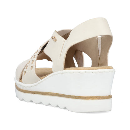 Rieker 67489-60 Cream Beige Wedge Slingback Sandals