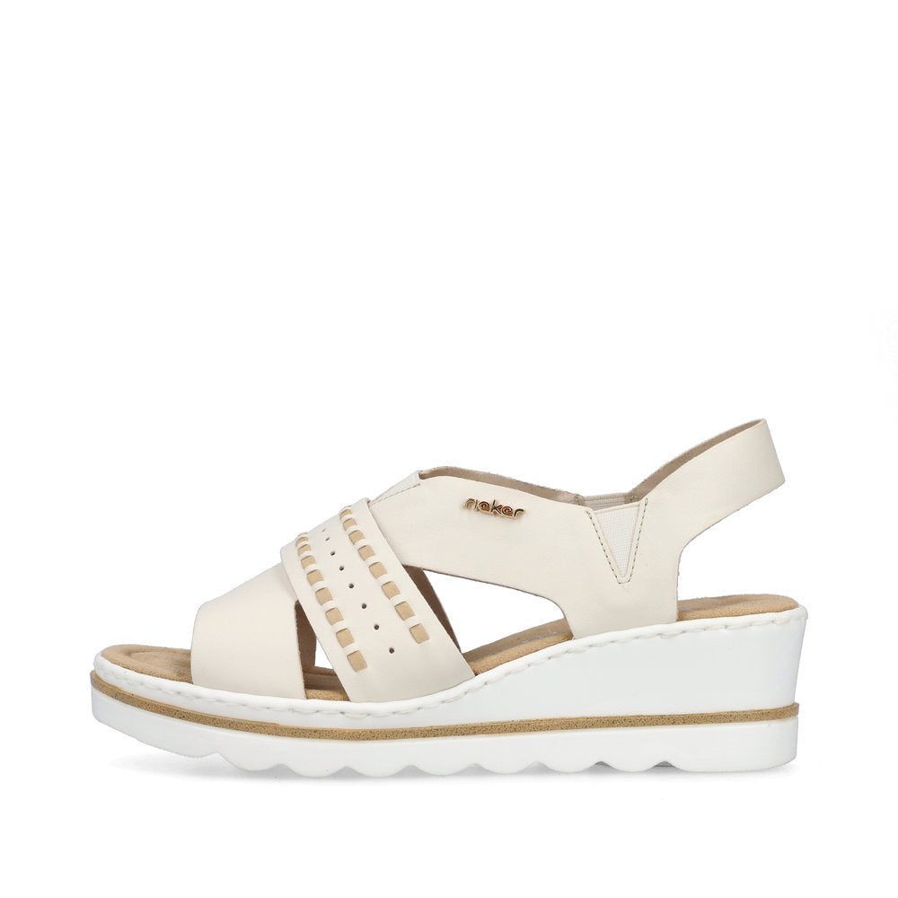 Rieker 67489-60 Cream Beige Wedge Slingback Sandals