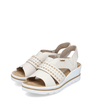 Rieker 67489-60 Cream Beige Wedge Slingback Sandals