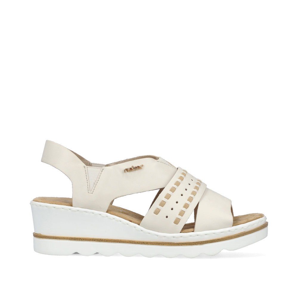 Rieker 67489-60 Cream Beige Wedge Slingback Sandals